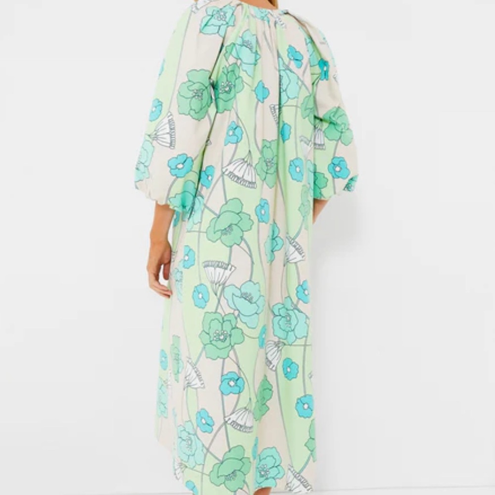 Tuckernuck Hyacinth House Floral Green and Blue Midi Dress - Picture 4 of 6